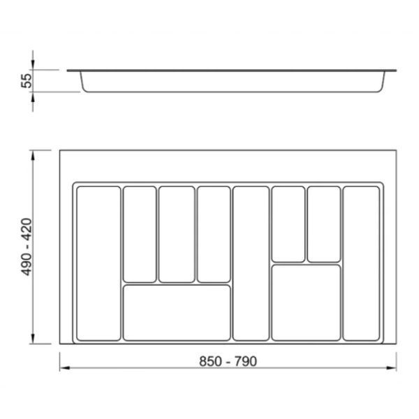 Лоток для столових приборів MULLER білий матовий L=490 мм W=850 мм (SO0946) SO0946 фото
