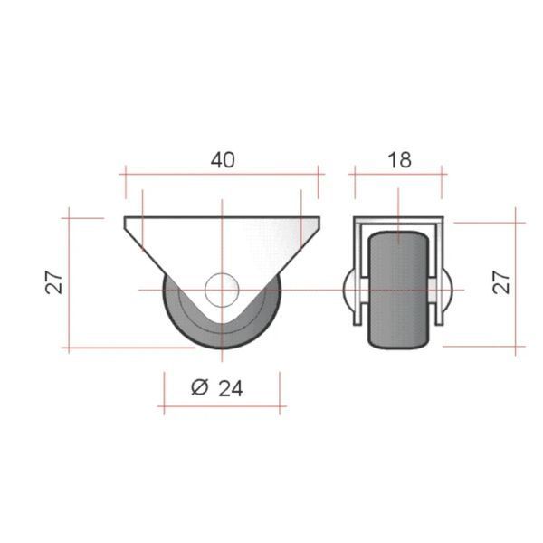 Ролик меблевий UV пластик H=27 мм D=24 мм чорний (RL0266) RL0266 фото