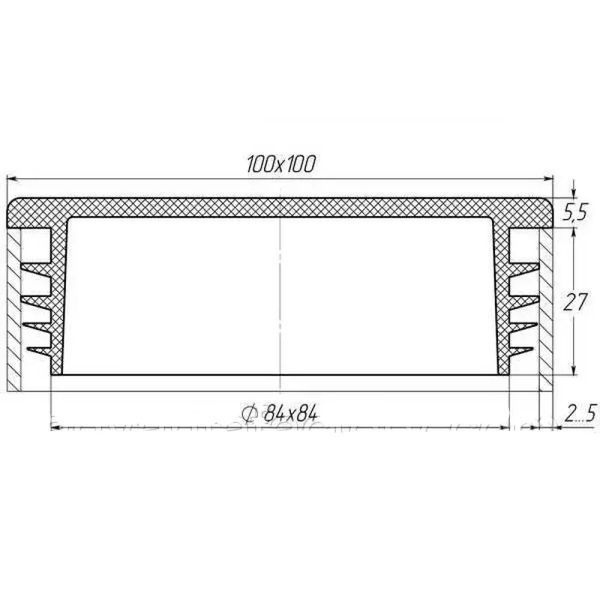 Заглушка для труби Termoplast внутрішня квадратна 100x100мм пластик Чорна (ZG0771) ZG0771 фото