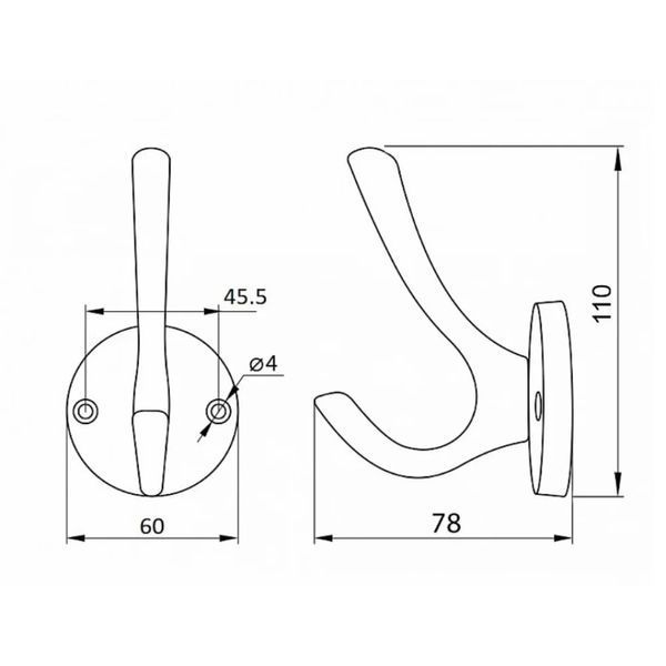 Гачок меблевий Modern дворіжковий H=110 мм L=60 мм матовий нікель (MK0449) MK0449 фото