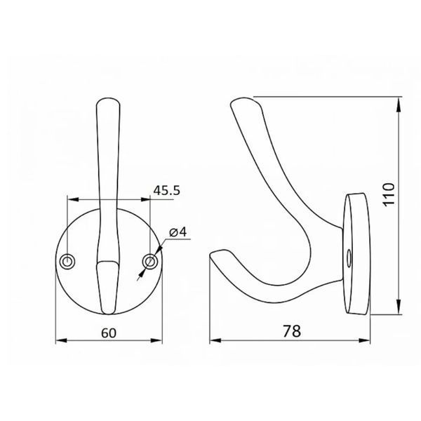 Меблевий гачок дворожковий Modern чорний матовий H=110 мм L=60 мм (MK0473) MK0473 фото