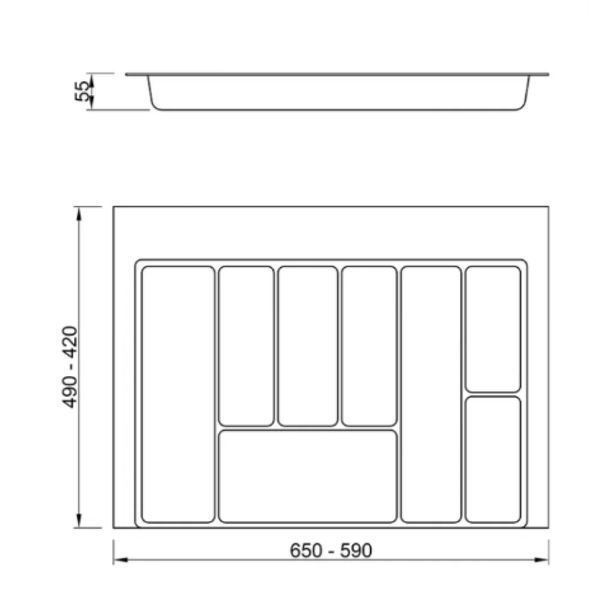 Лоток для столових приборів MULLER антрацит матовий L=490 мм W=650 мм (SO0932) SO0932 фото