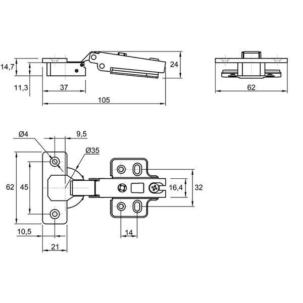 Петля меблева Smart накладна 105&deg; Slide-on D=35мм з доводчиком Нікель (MP0887) MP0887 фото