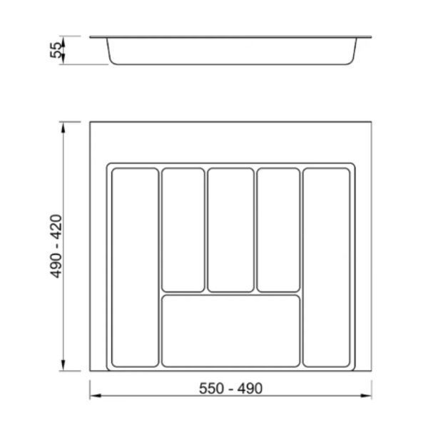 Лоток для столових приборів MULLER білий матовий L=490 мм W=550 мм (SO0943) SO0943 фото